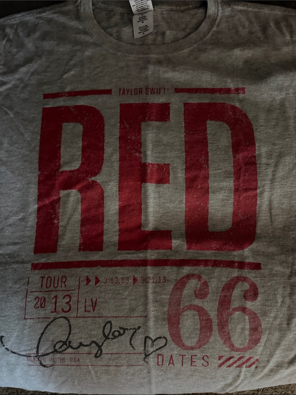 Taylor Swift Gray Short Sleeve RED Tour Tee